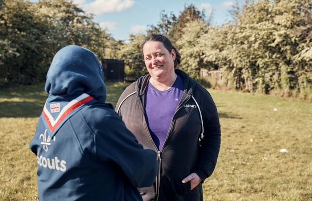 Two volunteers chatting